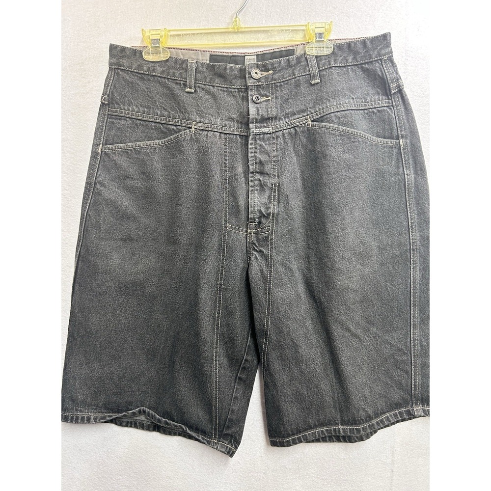 Marithé François Girbaud Men's Dark Gray Denin Y2K Style Shorts Cotton Button 36